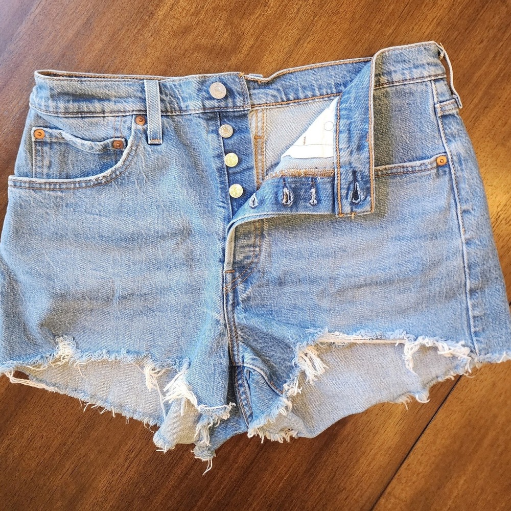 ☀️Levis 501 Original Light Denim Cut Off Shorts, Button Fly, streetwear Y2K